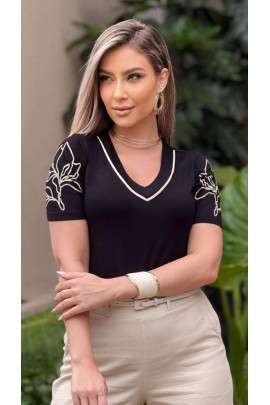 034536 - Blusa Manga Curta Estampa em Silk